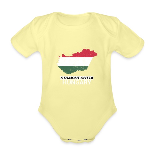 Straight Outta Hungary country map - Organic Short-sleeved Baby Bodysuit