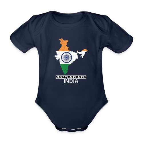 Straight Outta India (Bharat) country map flag - Organic Short-sleeved Baby Bodysuit