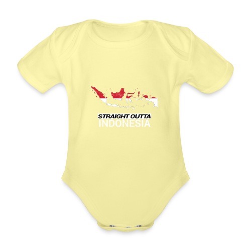 Straight Outta Indonesia country map & flag - Organic Short-sleeved Baby Bodysuit