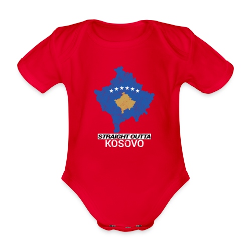 Straight Outta Kosovo country map - Organic Short-sleeved Baby Bodysuit