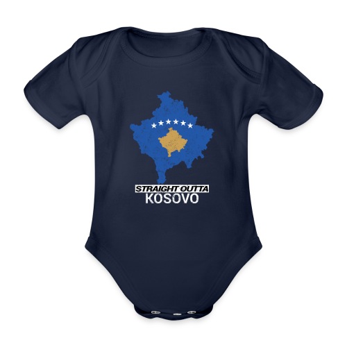 Straight Outta Kosovo country map - Organic Short-sleeved Baby Bodysuit