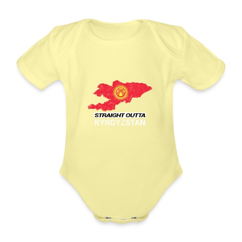 Straight Outta Kyrgyzstan country map - Organic Short-sleeved Baby Bodysuit