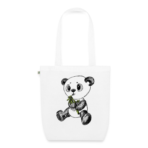 Panda bjørn farvet scribblesirii - Øko-stoftaske