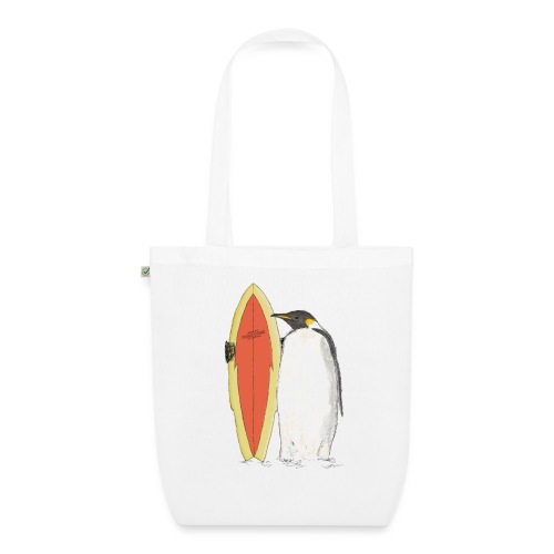 A Penguin with Surfboard - EarthPositive Tote Bag