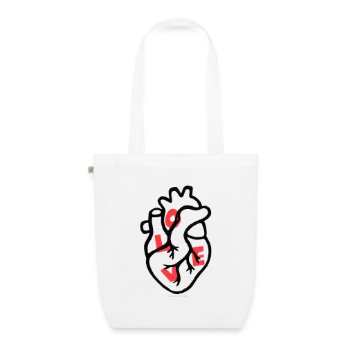 Corazón LOVE (rojo) - Bolsa de tela ecológica