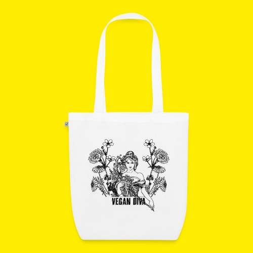 Vegan Diva - lady with flowers - EarthPositive Tote Bag