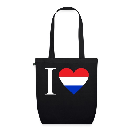 Ik hou van Nederland | Hart met rood wit blauw - Bio stoffen tas