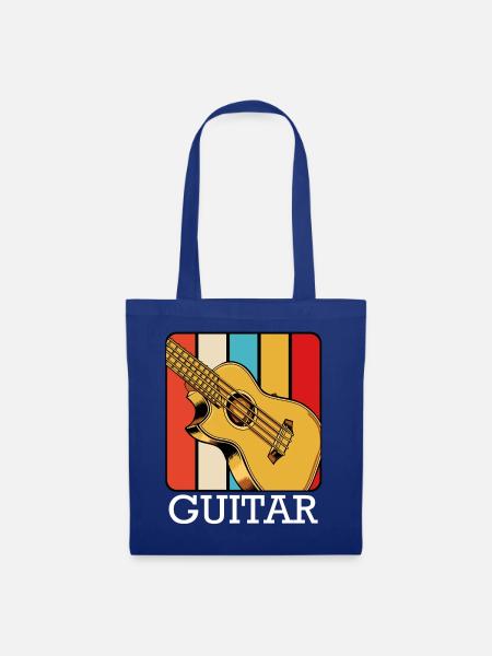 Retro Gitarren-Design mit Farbstreifen - Stoffbeutel - Royalblau