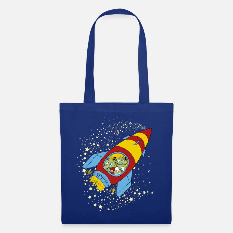 Die Olchis Classic Fliegen Mit Einer Rakete - Stoffbeutel - Royalblau