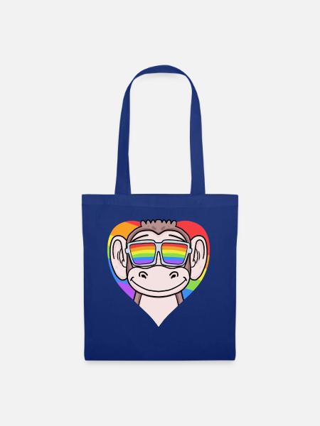 LGBT Herz mit Affe Regenbogen - Stoffbeutel - Royalblau