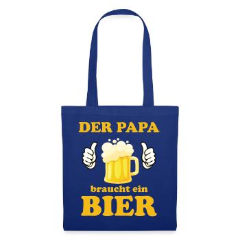 Der PAPA braucht ein Bier, zum Grillen Gartenparty - Stoffbeutel - Royalblau - Vorne