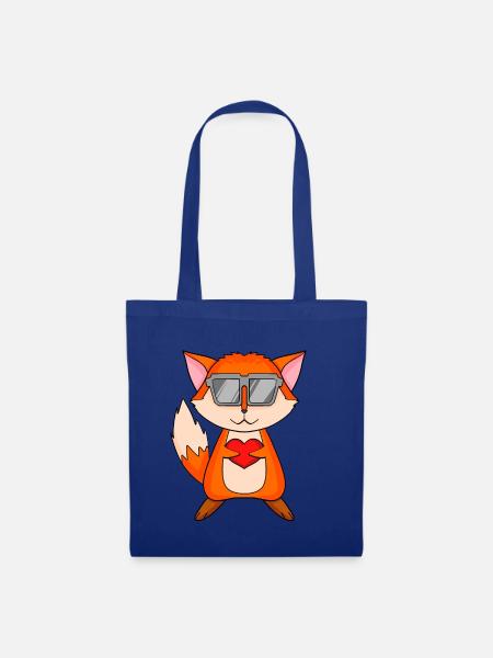 Fuchs mit Sonnenbrille und Herz - Stoffbeutel - Royalblau