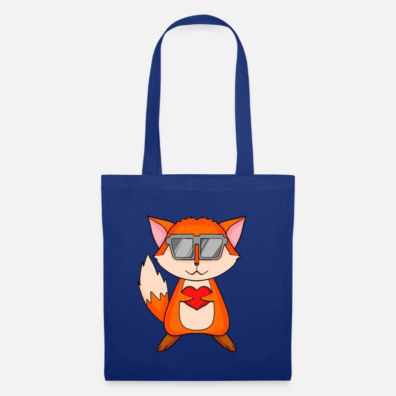 Fuchs mit Sonnenbrille und Herz - Stoffbeutel - Royalblau