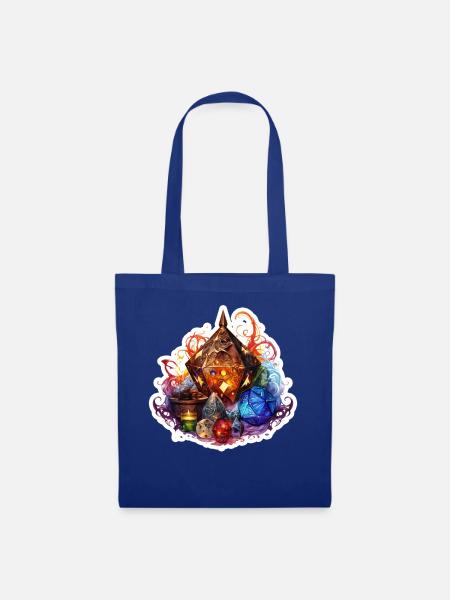 Alchemist Character mit Würfel – Fantasy RPG - Stoffbeutel - Royalblau