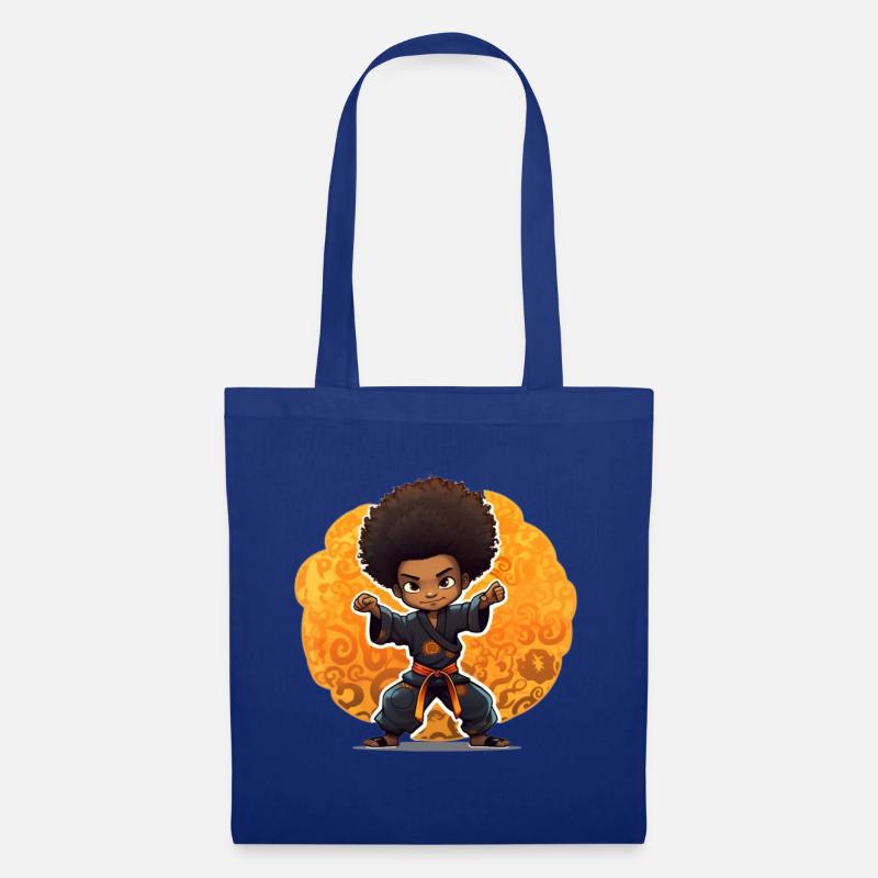 Kampfkunst-Kind mit Afro-Style - Stoffbeutel - Royalblau