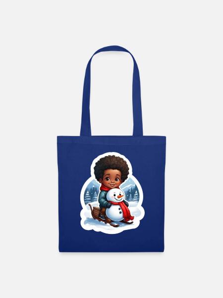 Kinderfreundlicher Schneemann-Design - Stoffbeutel - Royalblau