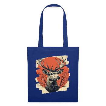 Cerf avec bois - Sac en tissu - bleu royal - Devant