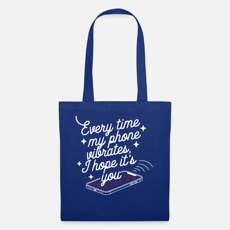 Simple Vibes - Conception de texte de téléphone propre avec des cœurs - Sac en tissu - bleu royal