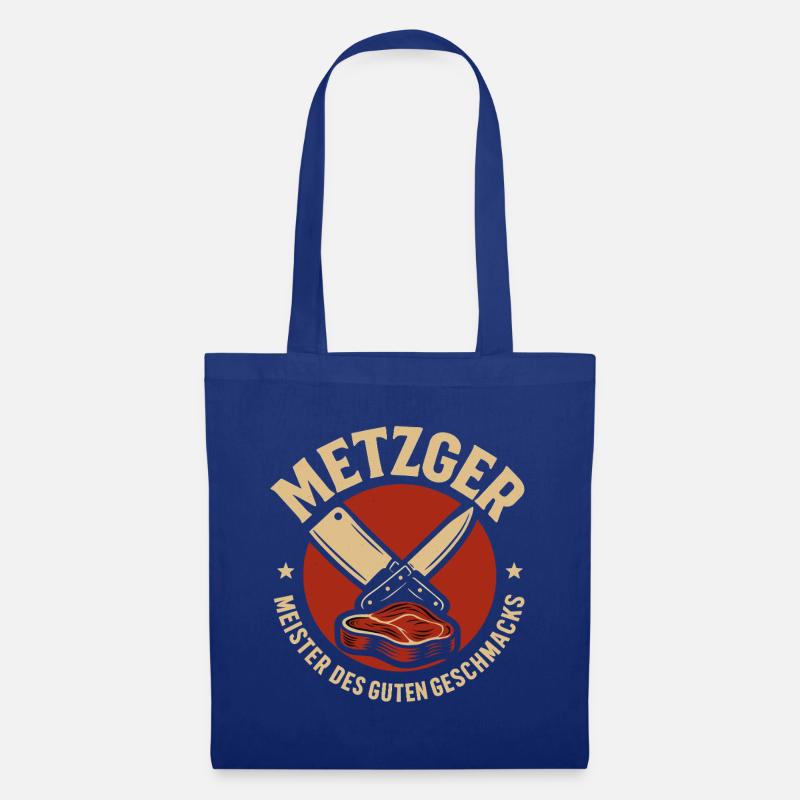 Metzger mit Messer und Fleisch - Stoffbeutel - Royalblau