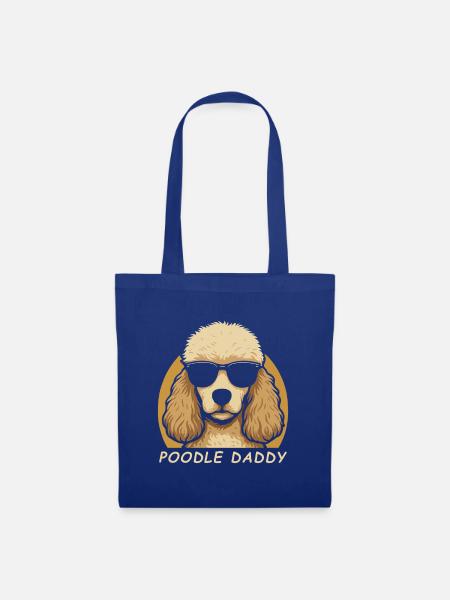 Stylischer Pudel mit Sonnenbrille - Stoffbeutel - Royalblau