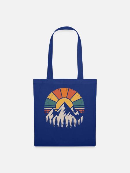 Berge und Sonnenuntergang Design - Stoffbeutel - Royalblau