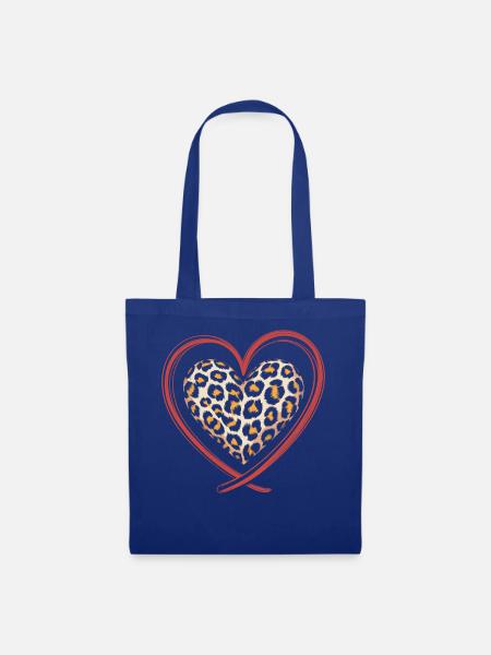 Leopardprint Herz Leopard - Stoffbeutel - Royalblau