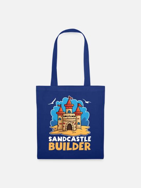 Sandburg Baumeister Kinder Strand Buddeln Motiv - Stoffbeutel - Royalblau