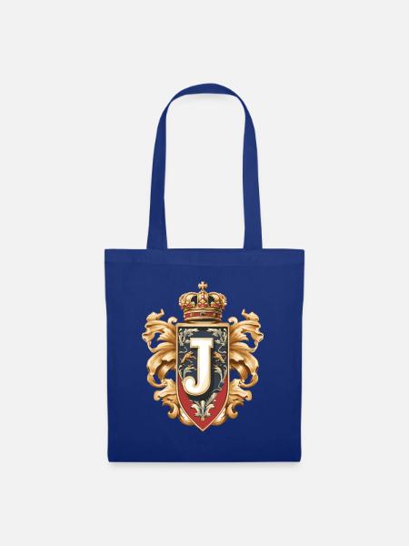 J Buchstabe Name Krone - Stoffbeutel - Royalblau