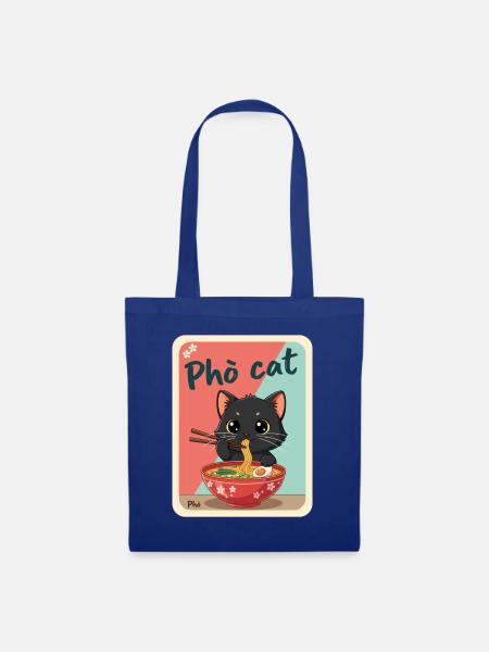 Pho Cat Ramen Katze Illustration - Stoffbeutel - Royalblau