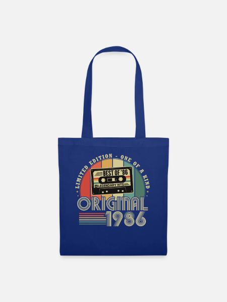 Original 1986 Jahrgang Vintage Geburtstag Retro - Stoffbeutel - Royalblau