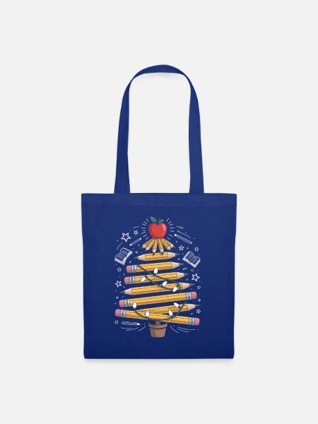 Buntstift Baum mit Lichterkette - Stoffbeutel - Royalblau
