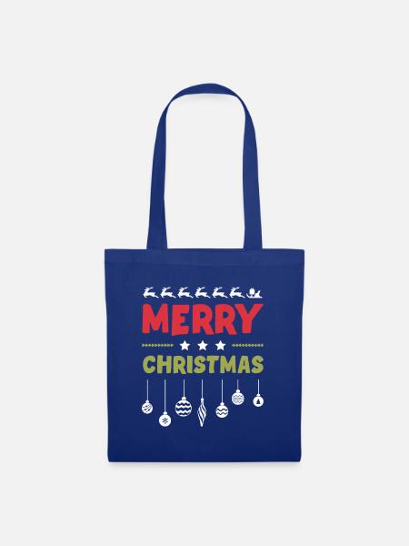 Frohe Weihnachten - Stoffbeutel - Royalblau