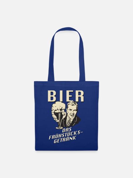 Bier, das Frühstücksgetränk - Stoffbeutel - Royalblau