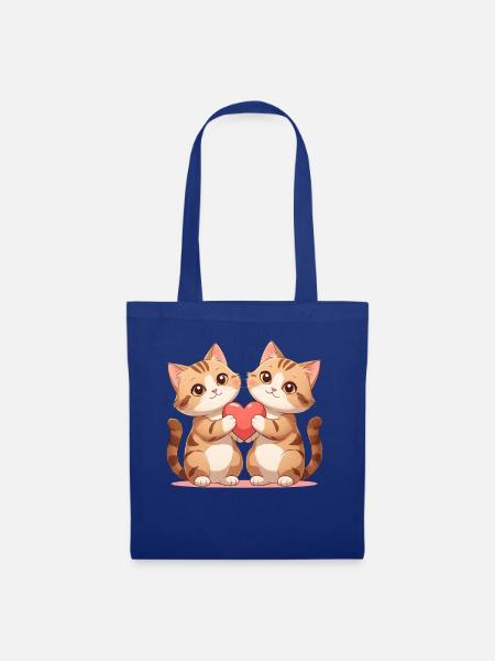 Katzenherz Duett - Stoffbeutel - Royalblau