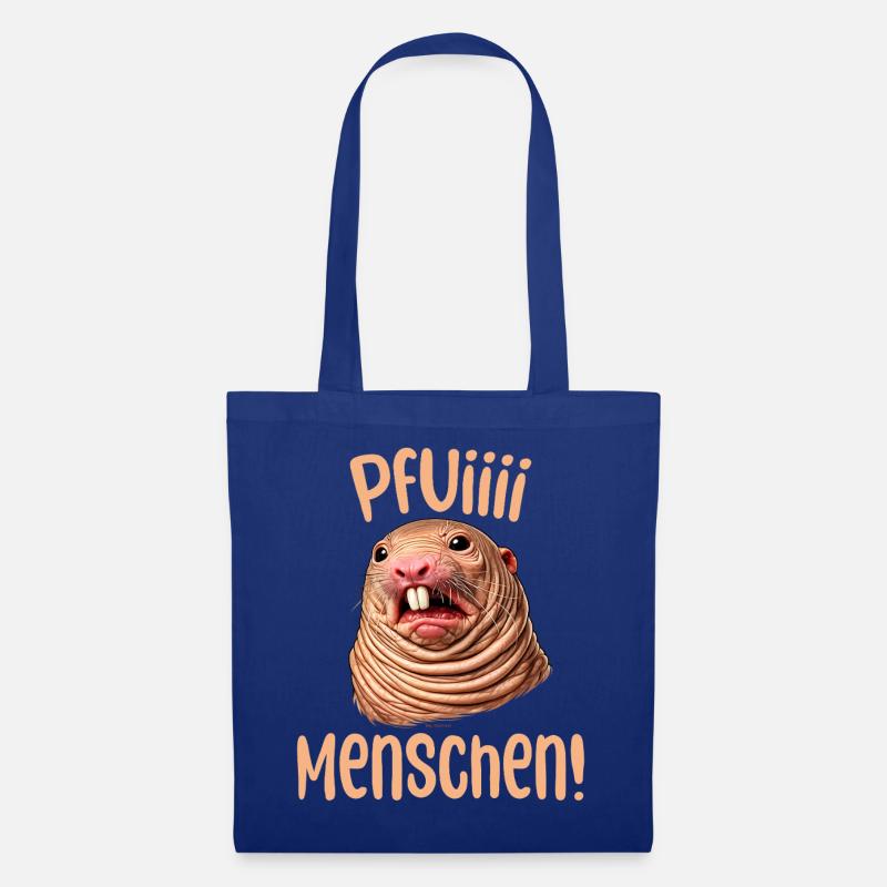 Pfui Menschen, Ich hasse Menschen Nacktmull - Stoffbeutel - Royalblau