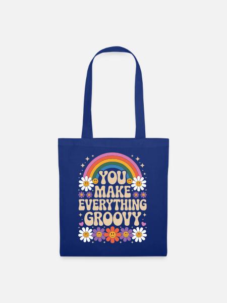 You Make Everything Groovy - Retro Rainbow - Stoffbeutel - Royalblau
