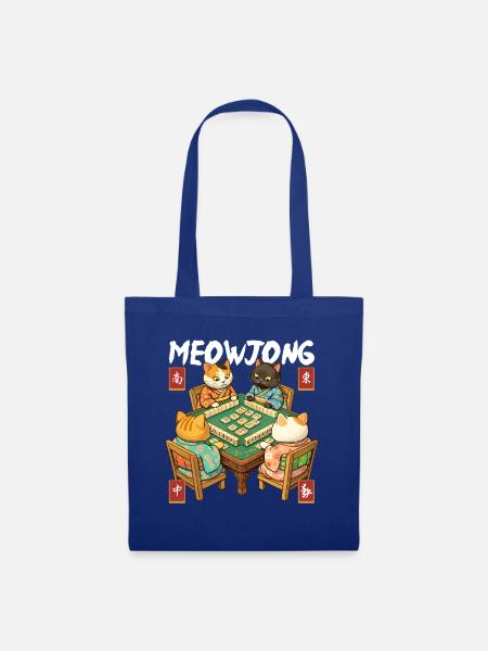 Meowjong Lustige Katze Mahjong-Liebhaber - Stoffbeutel - Royalblau