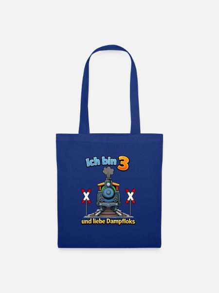 Ich bin 3 und liebe Dampfloks - Stoffbeutel - Royalblau