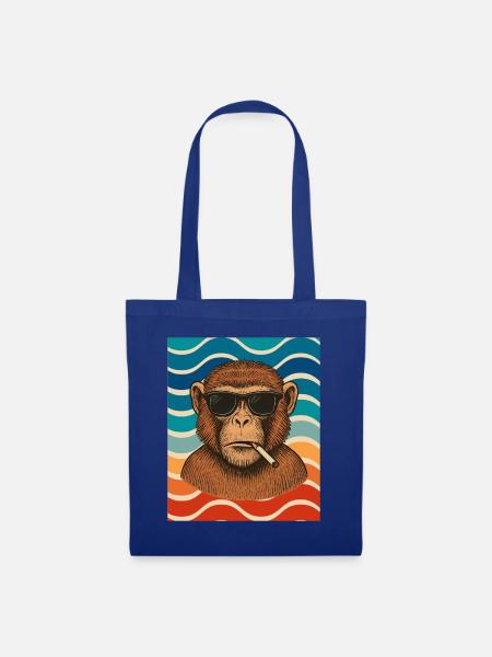 Wellen-Chimp mit Sonnenbrille - Stoffbeutel - Royalblau