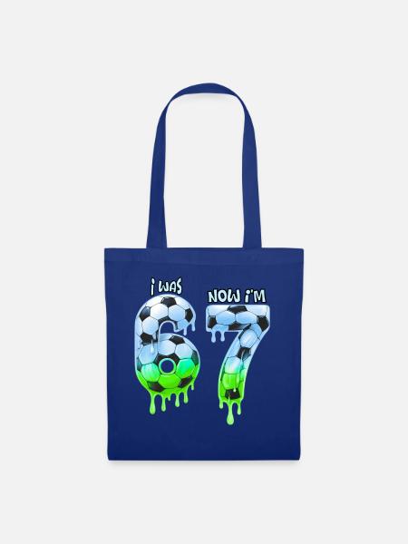 7. Geburtstag Fußballshirt Ich war 6 Jetzt bin ich 7 Jahre - Stoffbeutel - Royalblau