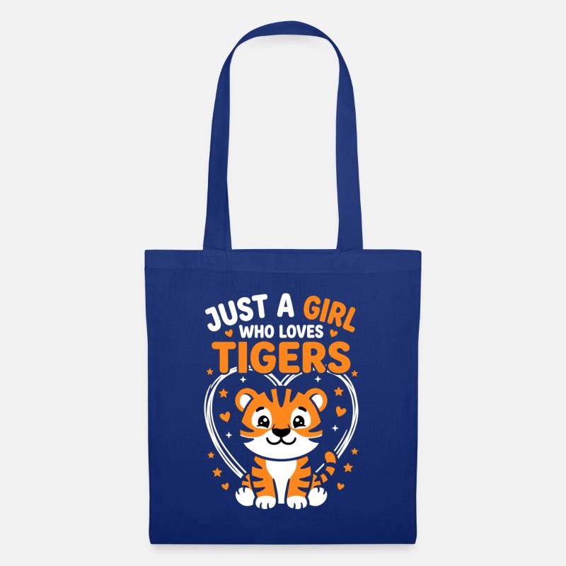 Süßes Tiger Design mit Herzen und Sternen - Stoffbeutel - Royalblau