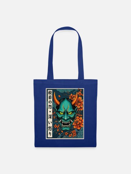 Hannya-Yōkai Dämon Oni - Stoffbeutel - Royalblau