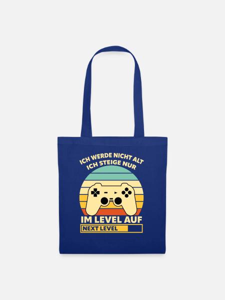 Levelaufstieg Retro-Controller Design - Stoffbeutel - Royalblau