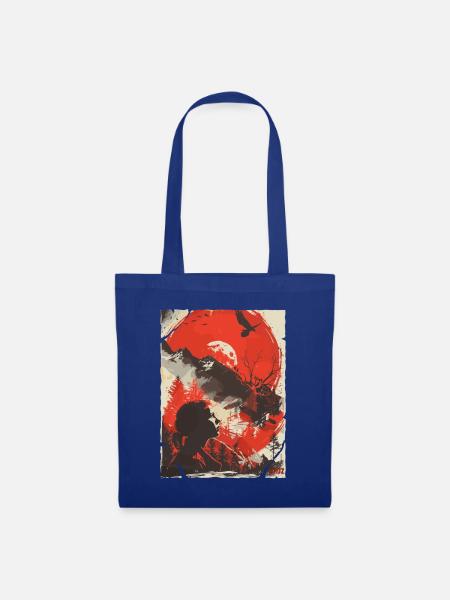 Red Moon Wilderness Silhouette - Stoffbeutel - Royalblau