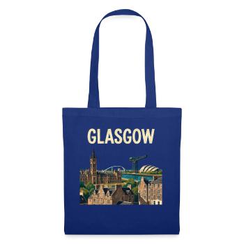 Glasgow Cityscape Vintage-Illustration - Stoffbeutel - Royalblau - Vorne