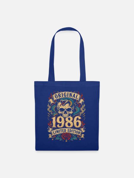 Original 1986 Schädel mit Schlange - Stoffbeutel - Royalblau