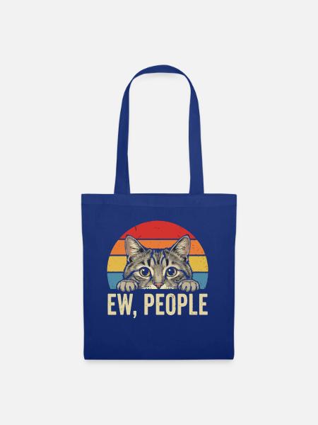 Katzenblick Retro Sonnenuntergang - Stoffbeutel - Royalblau