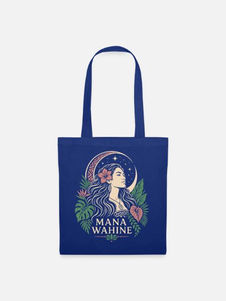 Mana-Wahine-Mond - Stoffbeutel - Royalblau