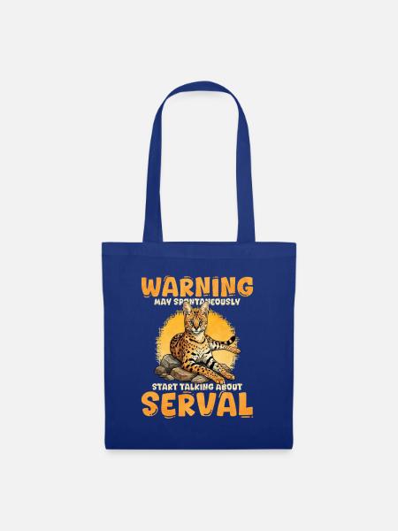 Warnung Serval redet über Serval - Stoffbeutel - Royalblau