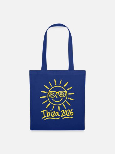 Sonne mit Brille Ibiza 2026 - Stoffbeutel - Royalblau